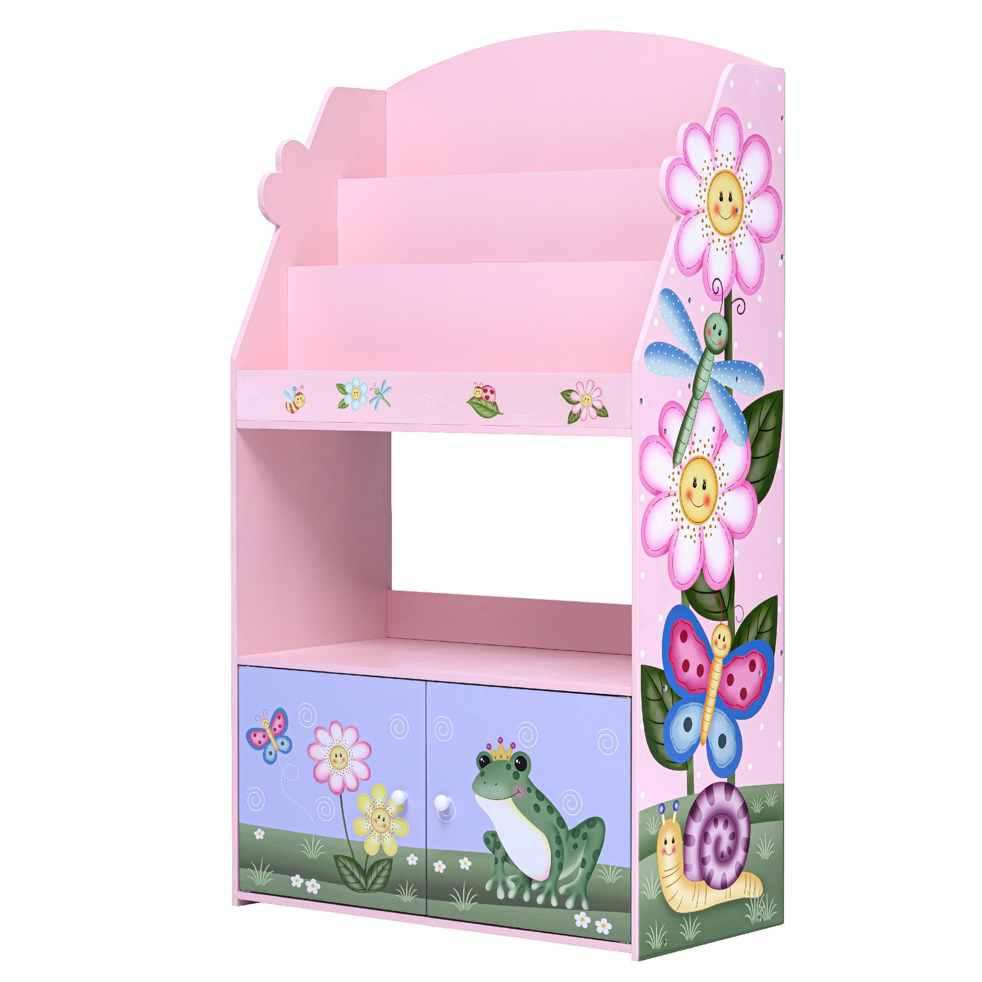 Fantasy Fields Magic Garden Kids 3-Tier Wooden Bookshelf with Storage, Multicolor