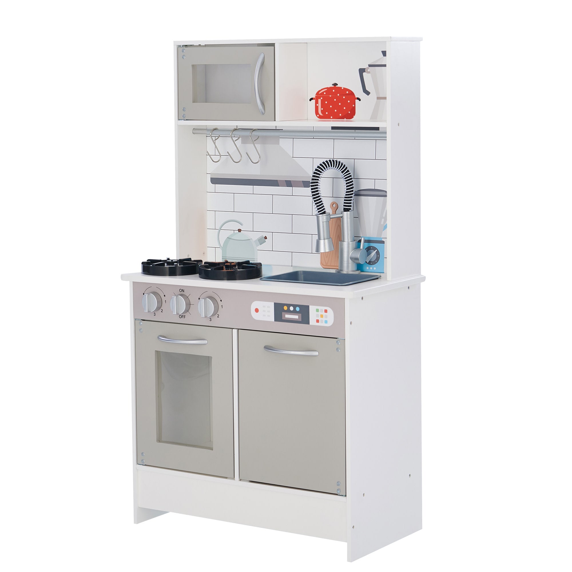 Teamson Kids Little Chef Valencia Kitchen Playset, White/Gray