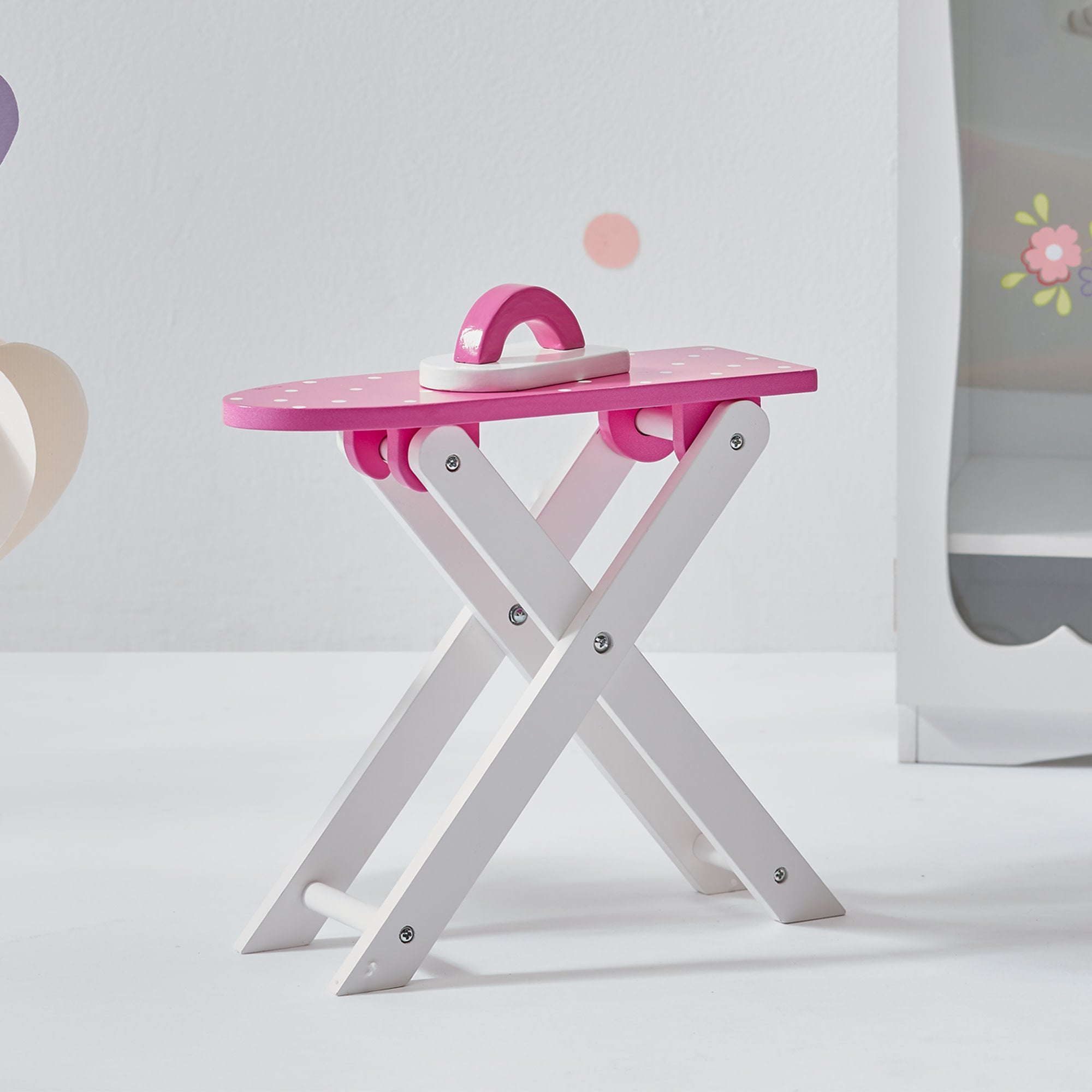 Olivia's Little World Little Princess Wooden Doll Ironing Board and Iron, Pink/White