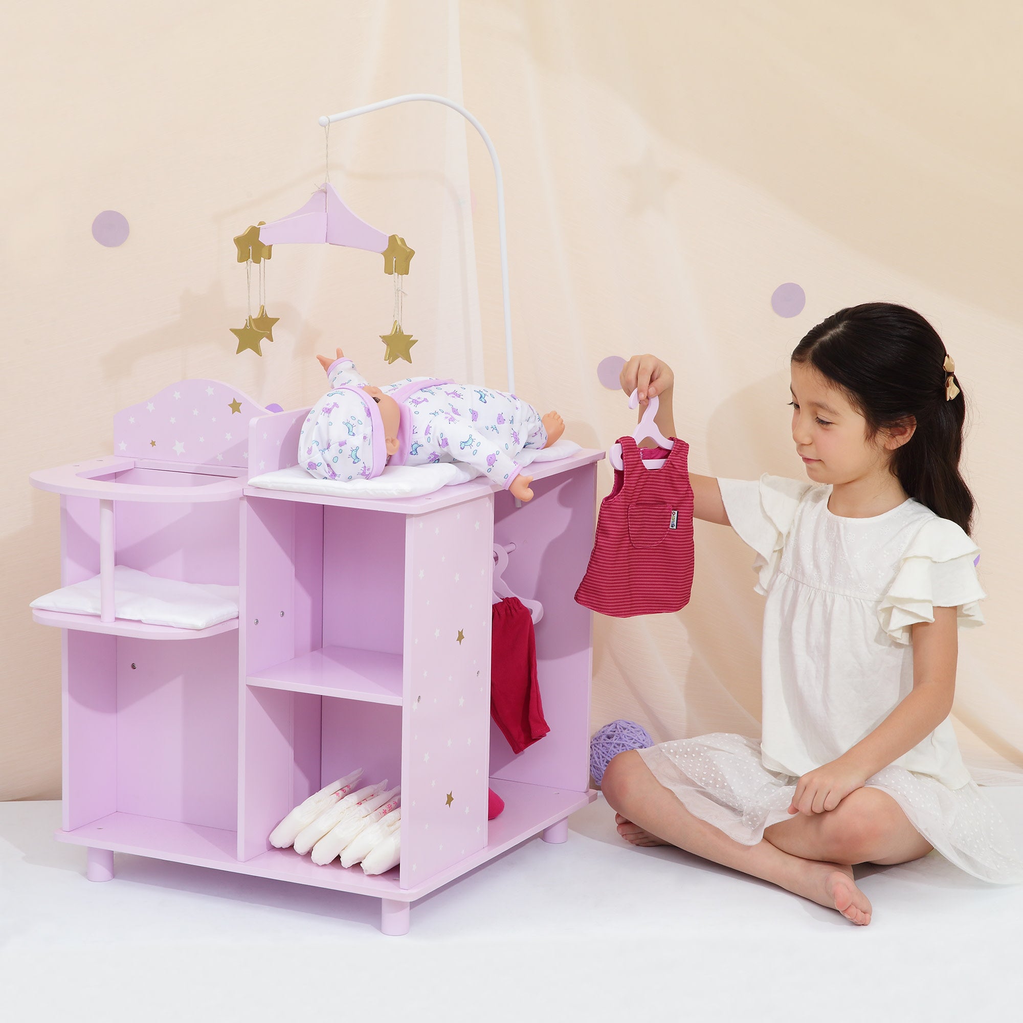 Olivia's Little World Twinkle Stars Princess 4-in-1 Baby Doll Furniture