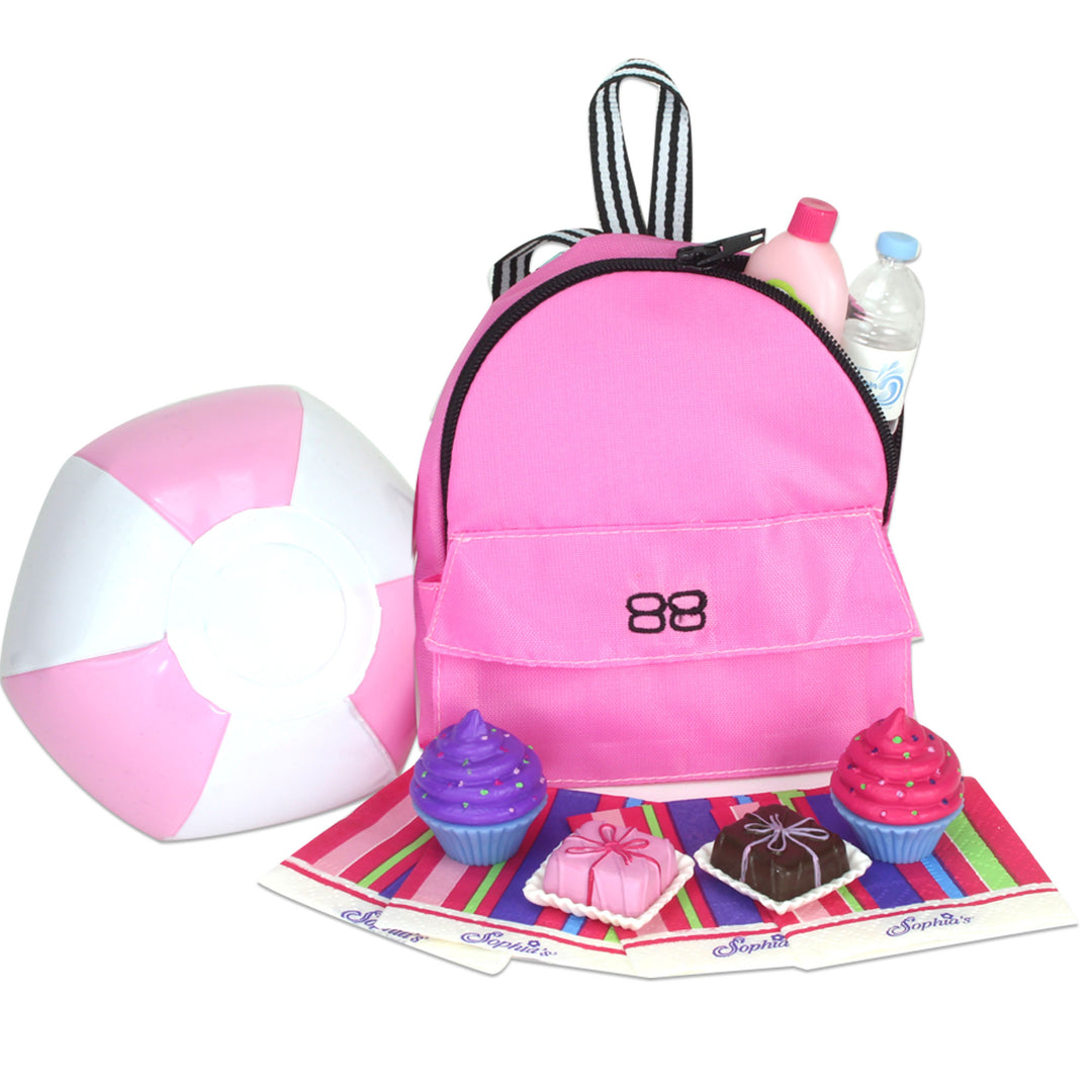 Sophia's Beach Day Backpack with Accessories Set for 18'' Dolls, Pink