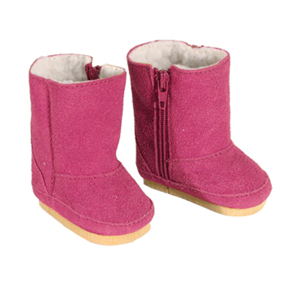 Sophia’s Cute Fleece-Lined Zip-Up Ewe Boots for 18” Dolls, Hot Pink