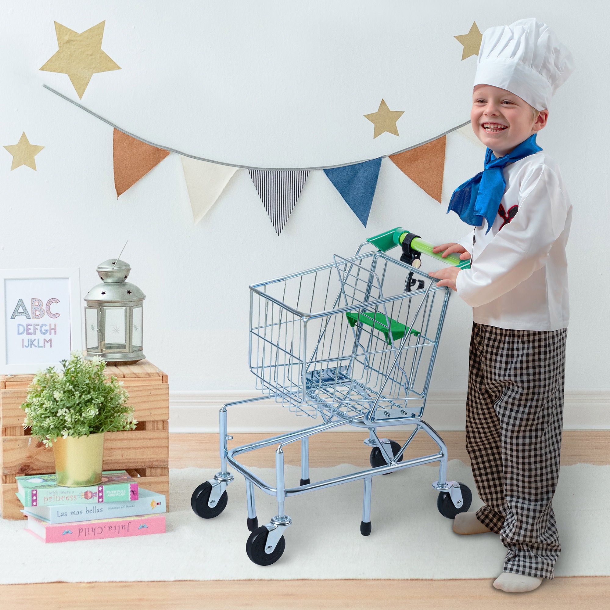 Teamson Kids Supermarket Happy Metal Shopping Cart