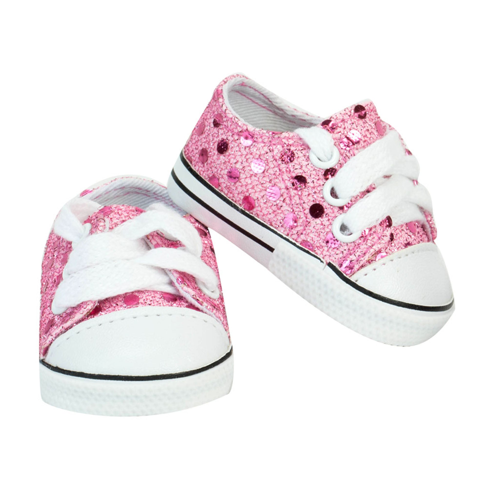 Sophia’s Cute Low-Top Canvas Sneakers with Allover Sparkly Sequins & Classic Exposed Seams for 18” Dolls, Pink