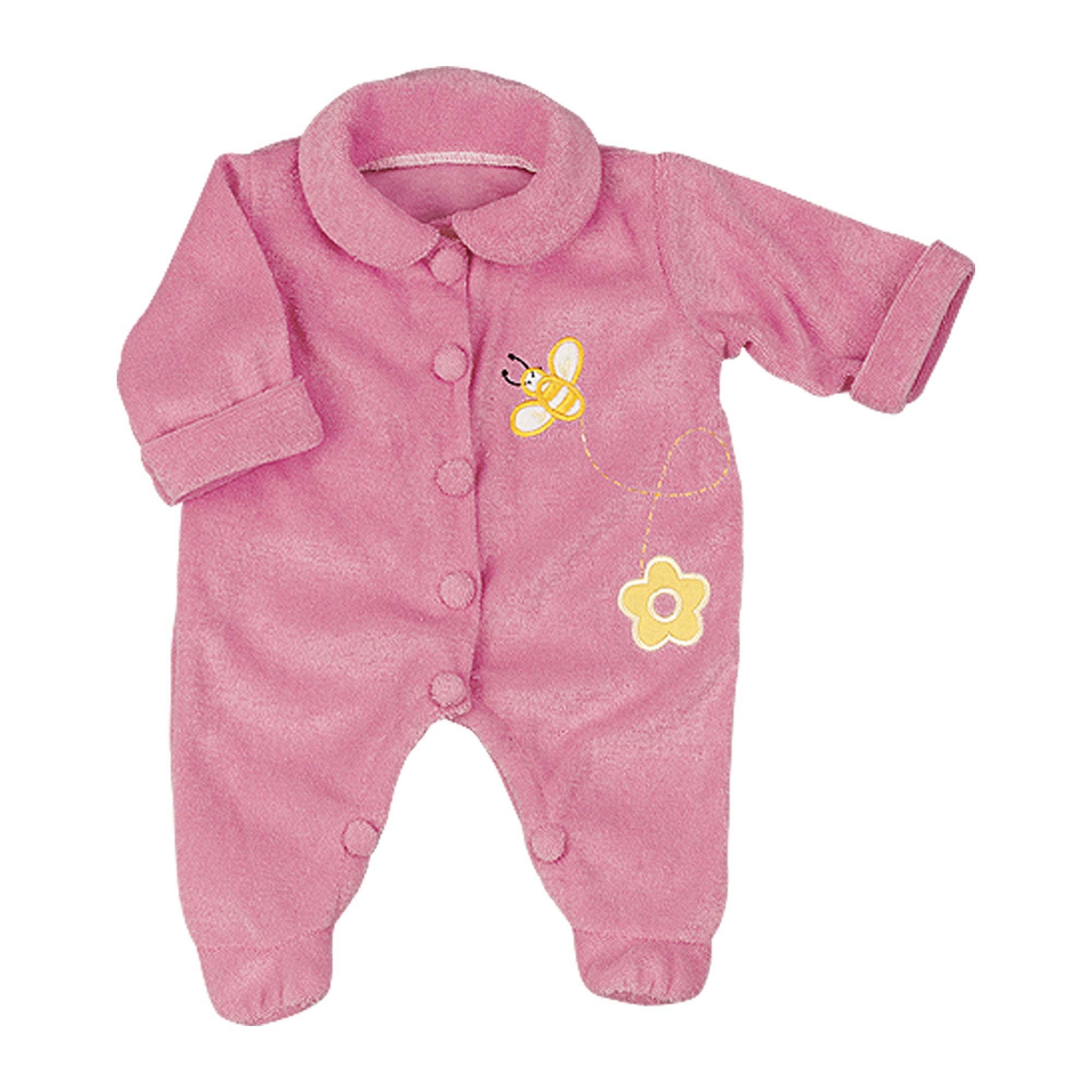 Sophia’s Super Cute Terrycloth Bumblebee Long-Sleeved Embroidered Pajama Sleeper Onesie for 15” Baby Dolls, Pink