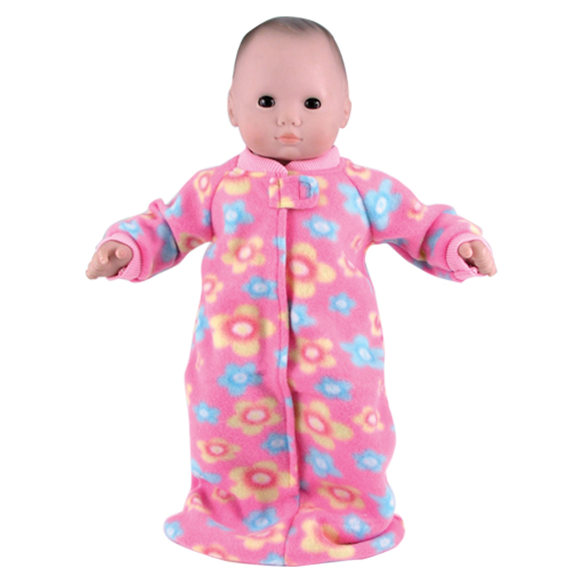 Sophia’s Cuddly-Soft Fleece Floral Print Sleeper Sack with Velcro Front Closure for 15” Baby Dolls, Pink