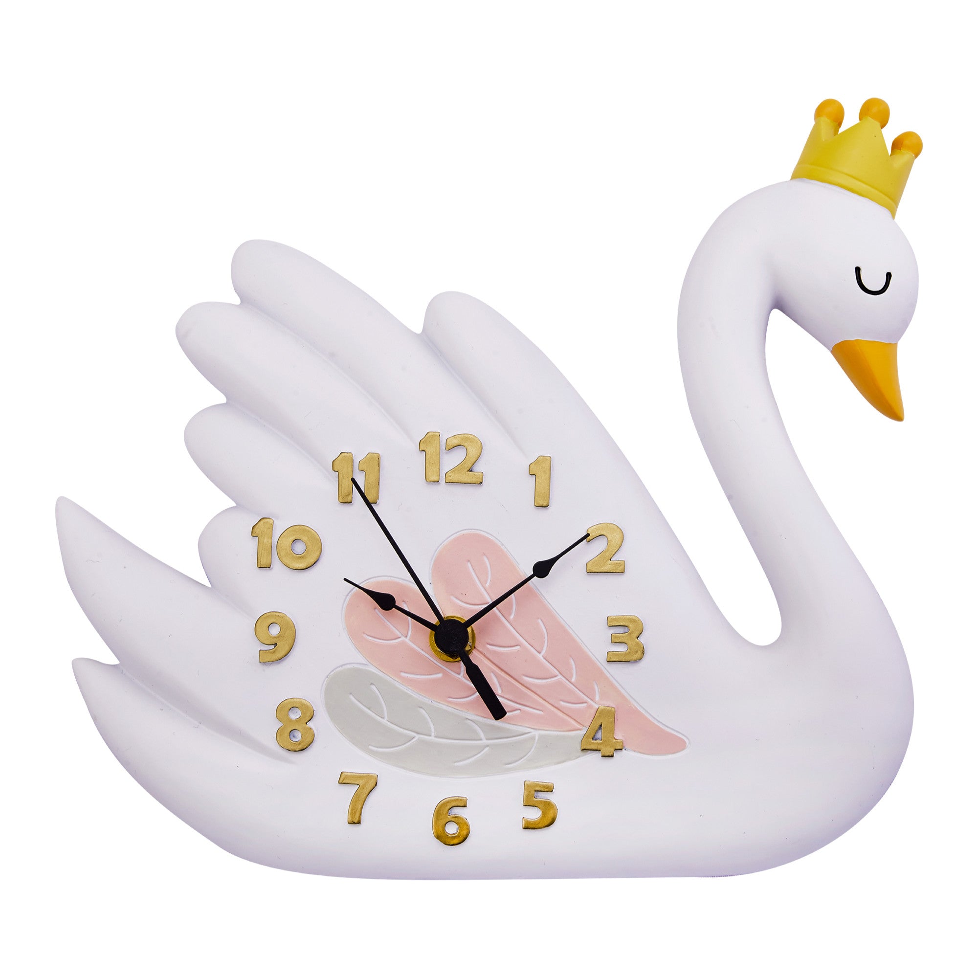 Fantasy Fields Kids Decorative Swan Lake Wall Clock, White