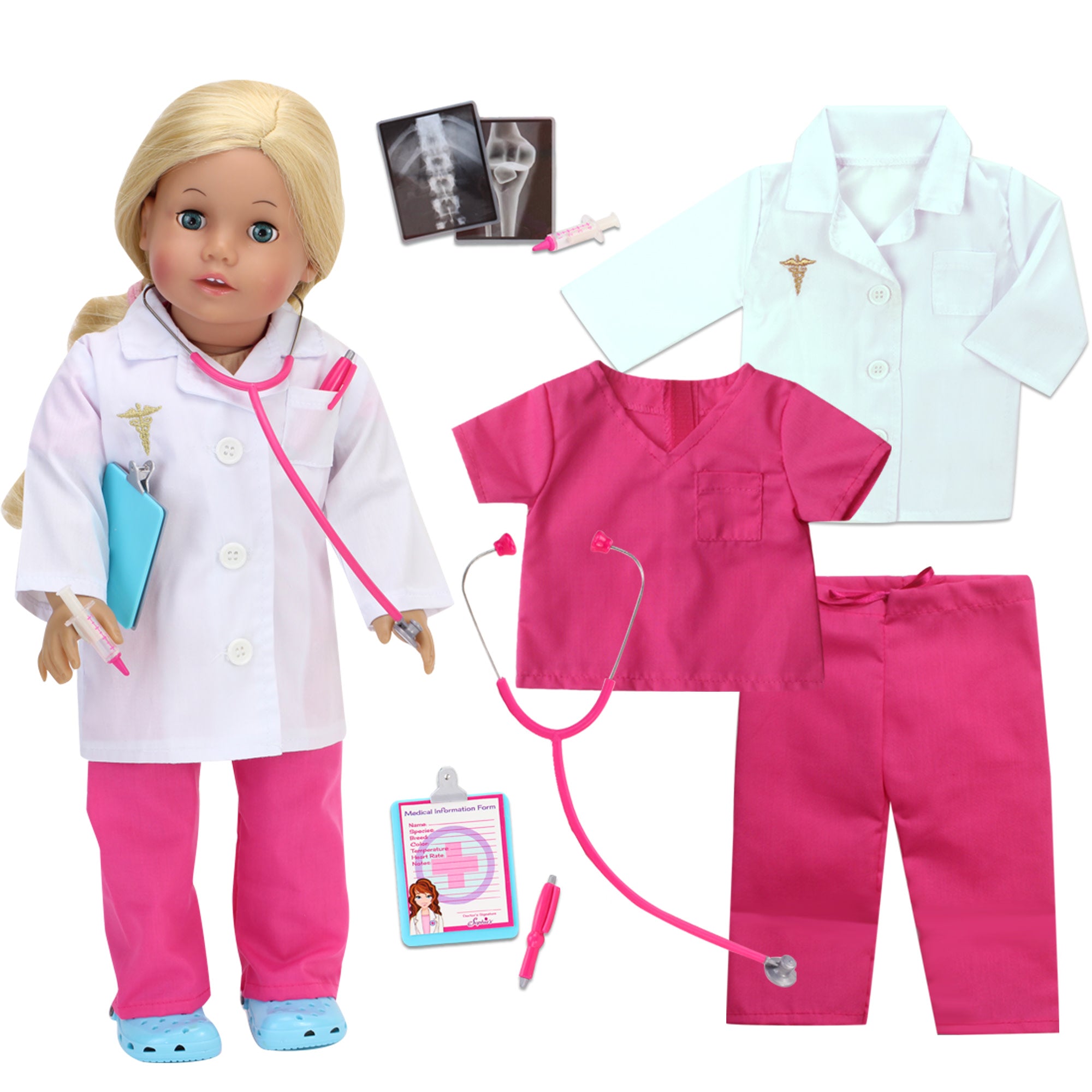 Sophias Doll Doctor and Medical Accessories Set for 18" Dolls, Pink