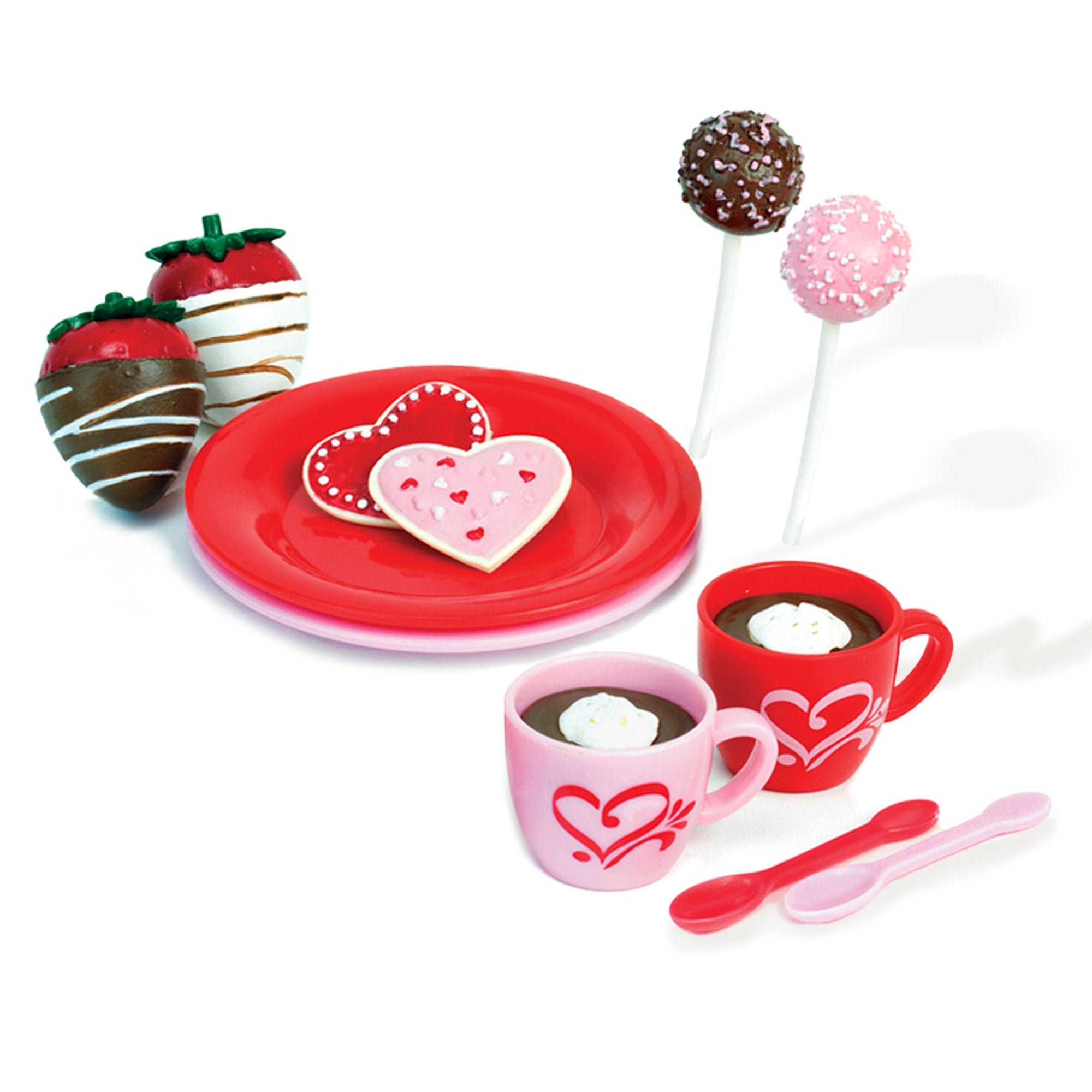 Sophia's Dessert Set with Hot Cocoa for 18 Inch Dolls, Red/Pink