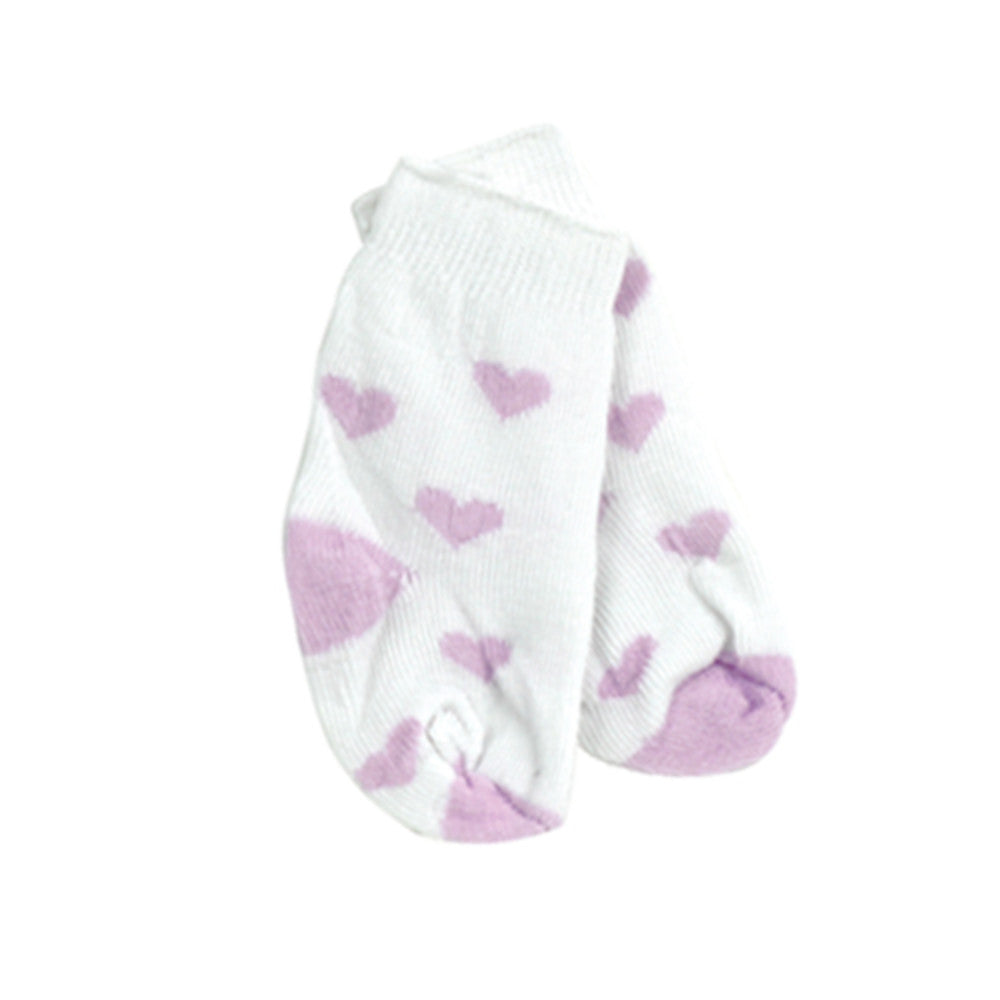 Sophia’s Mix & Match Wardrobe Essentials Basic Knit Socks with Printed Heart Pattern for 18” Dolls, White/Lavender