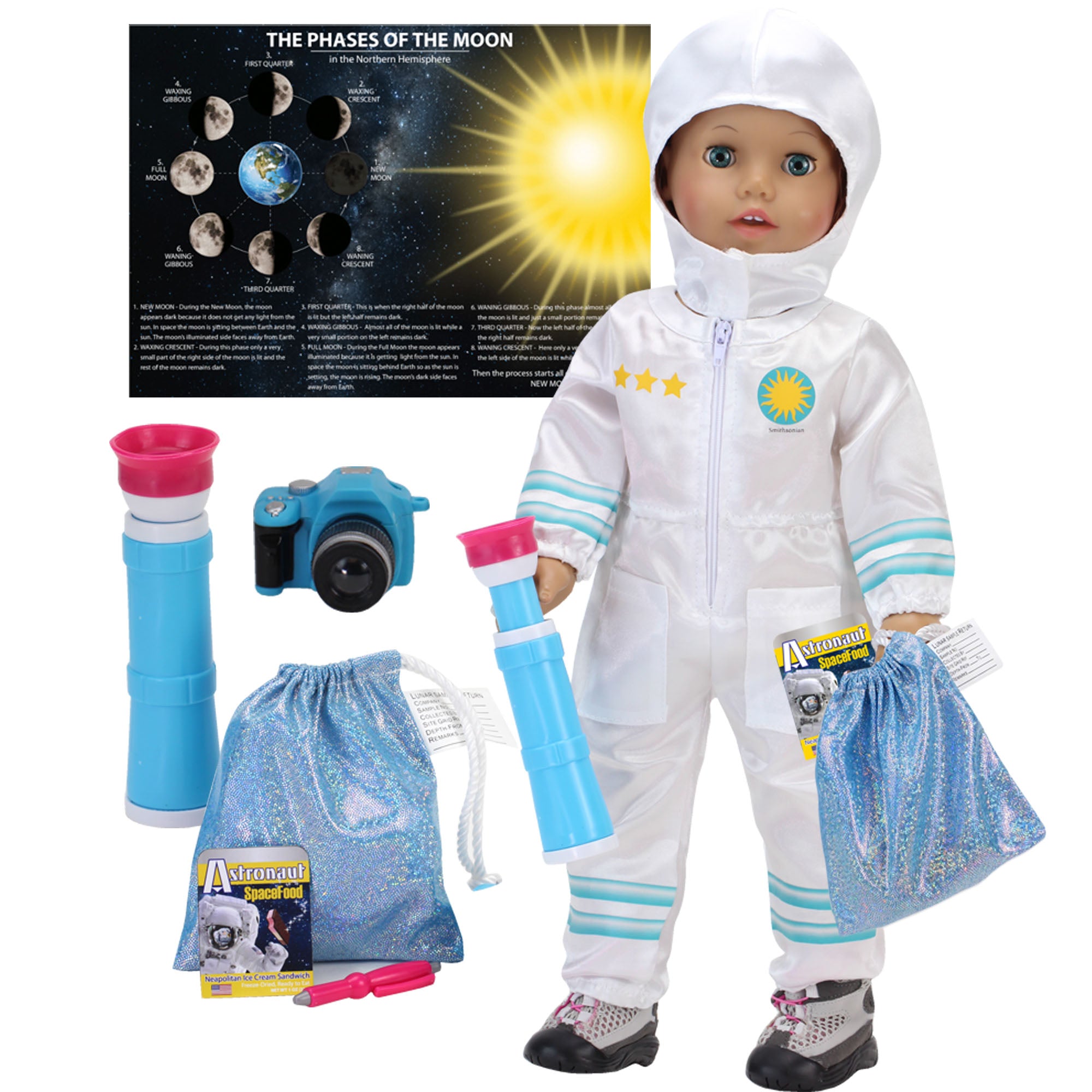 Sophias 8 Piece Smithsonian Astronaut Accessories for 18" Dolls, Multicolor