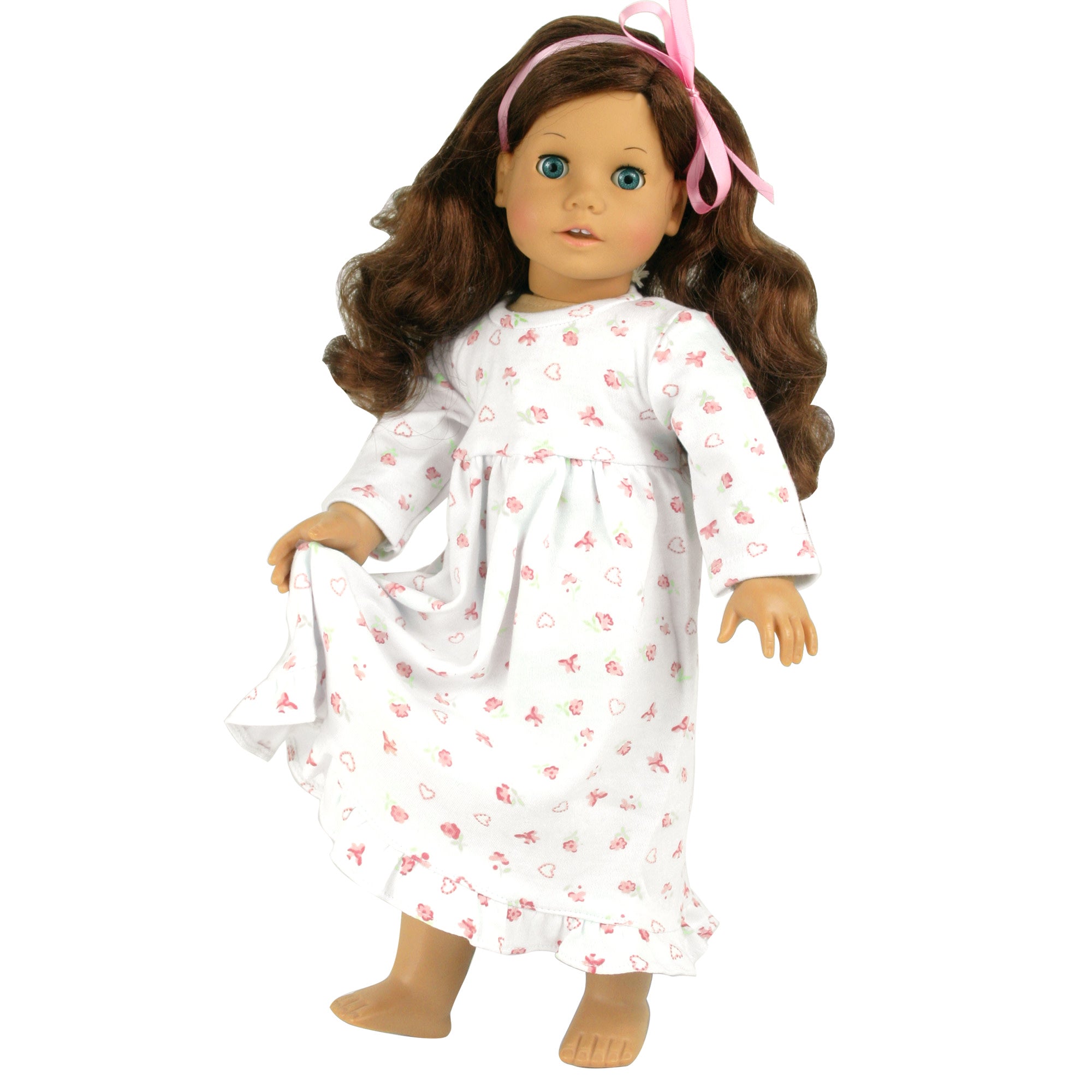 Sophia's Floral Print Nightgown for 18'' Dolls, White