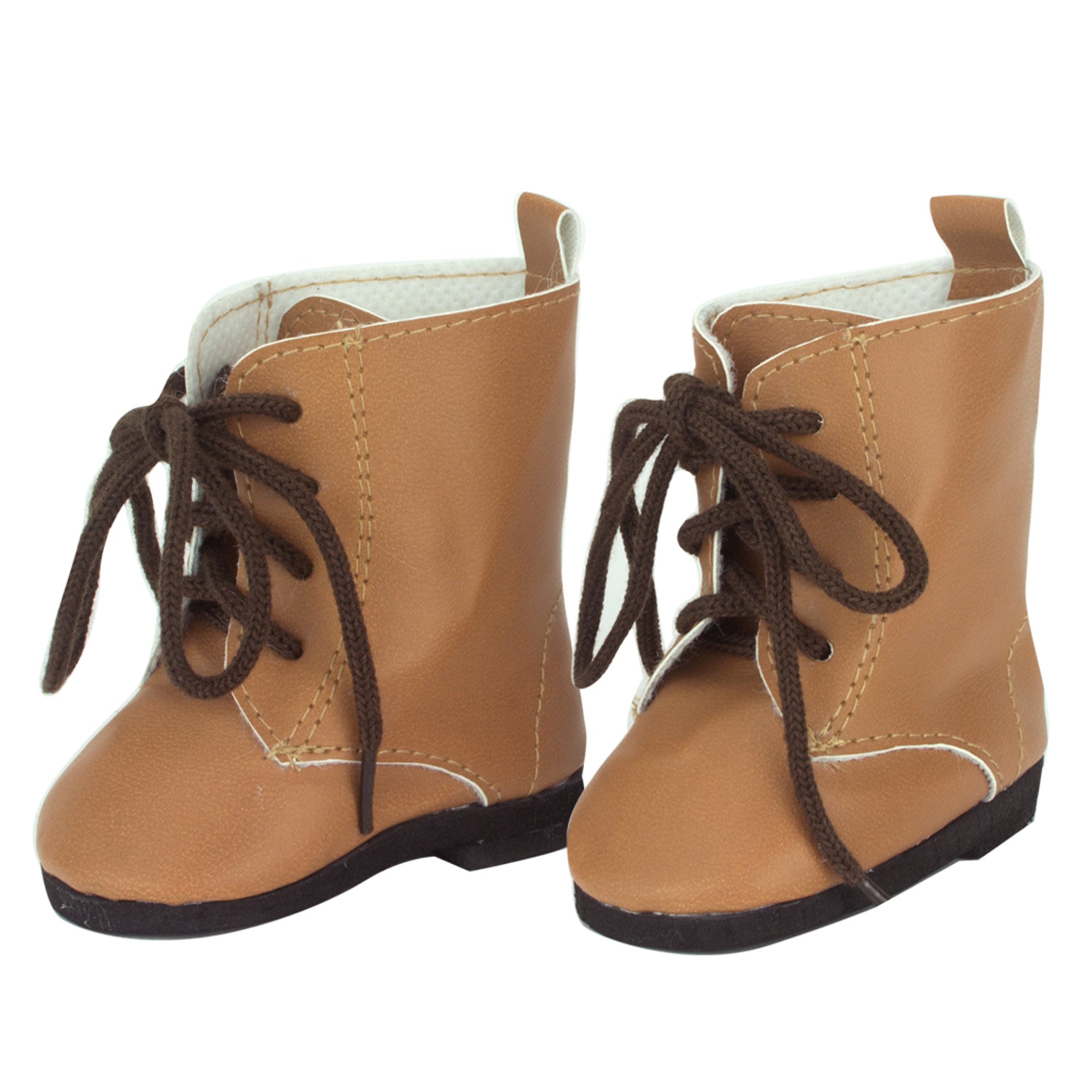 Sophia’s Gender-Neutral Mix & Match Solid-Colored Faux Leather Lace-Up Slip-On Boots for 18” Dolls, Brown
