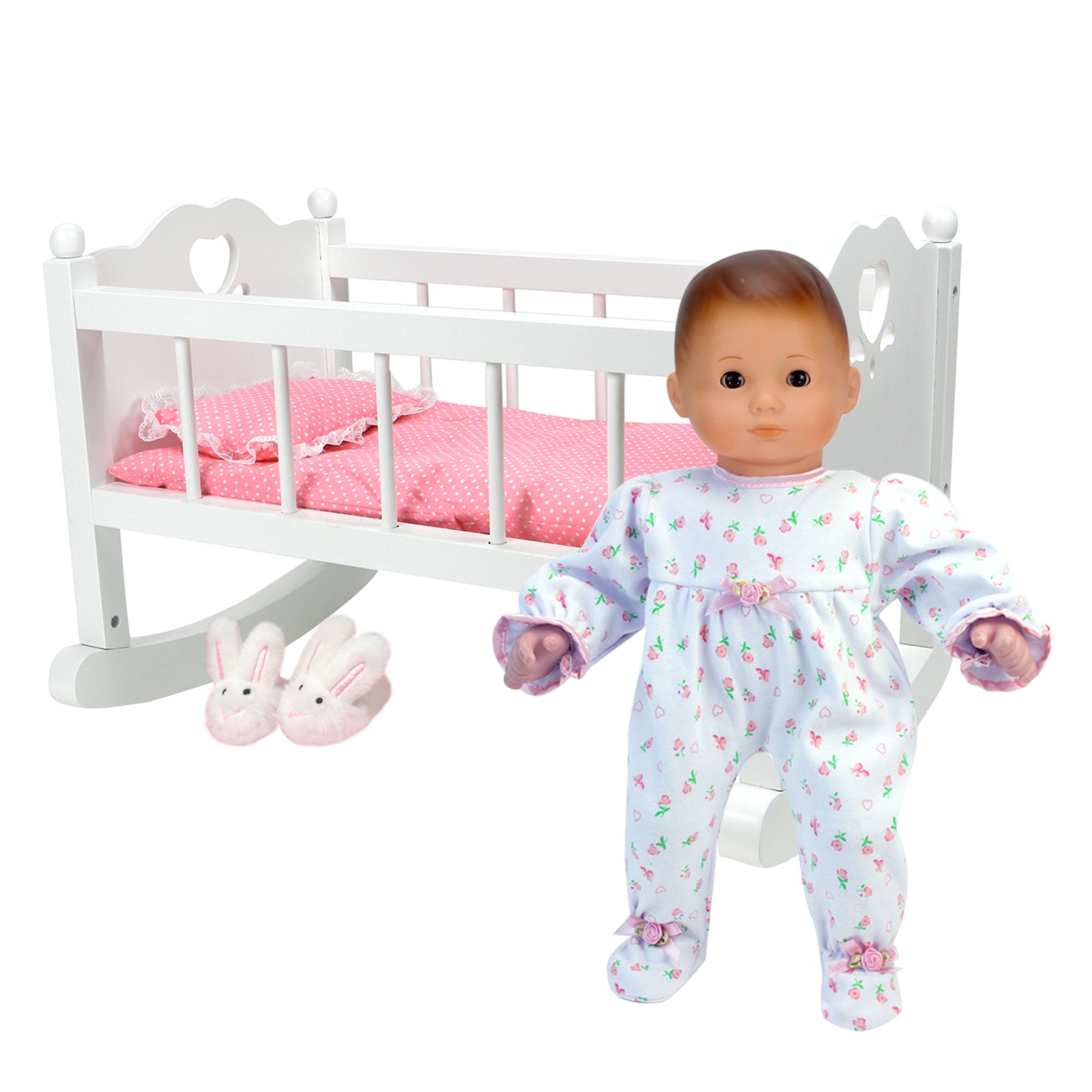 Sophias White Baby Doll Cradle Furniture Set for 15" Dolls